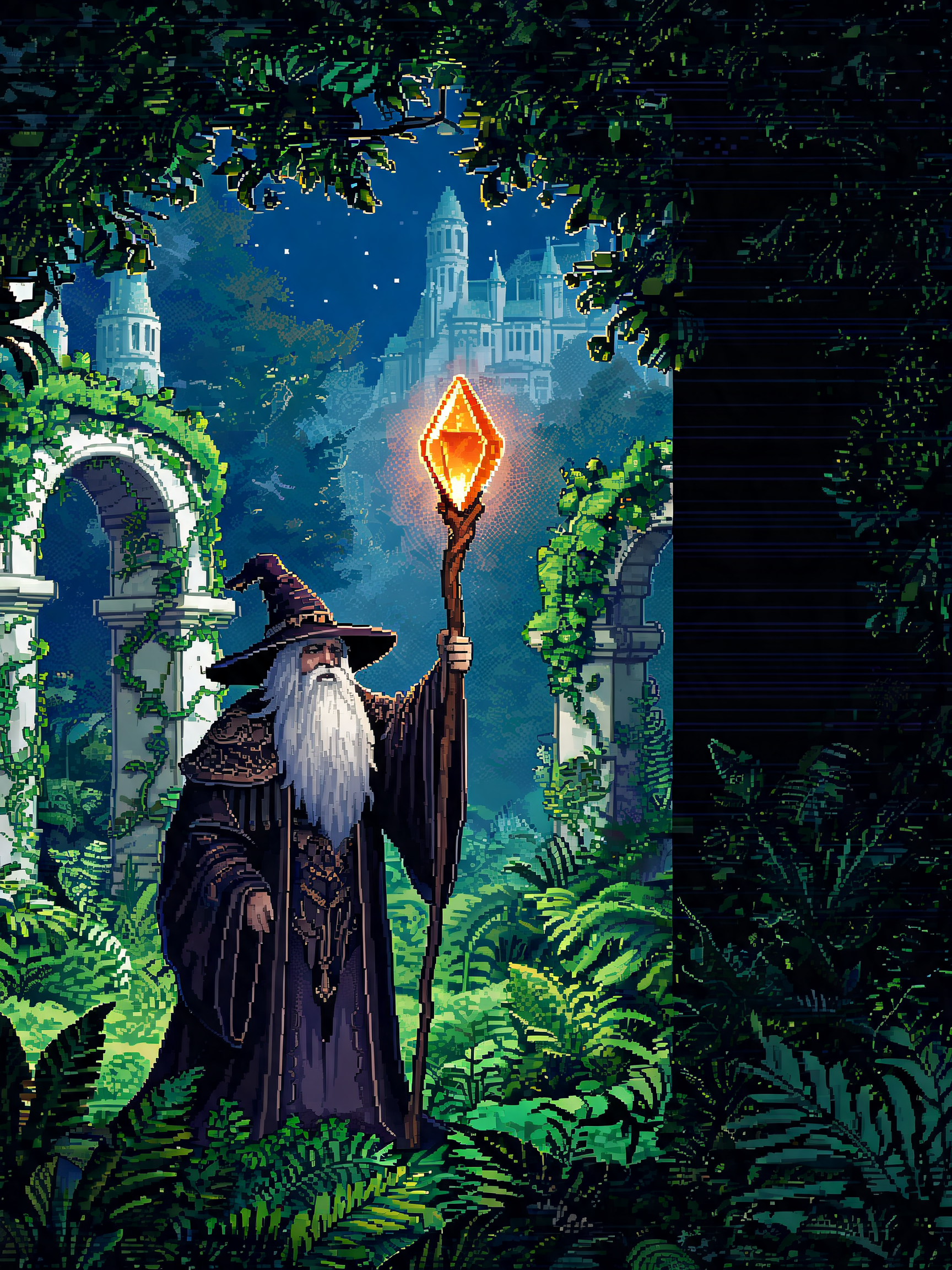 A wizard in a palace garden
